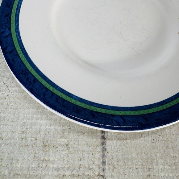 Pfaltzgraff ORLEANS Blue Green Vines Yellow Stoneware Round Saucers Set of 3 - Picture 10 of 14